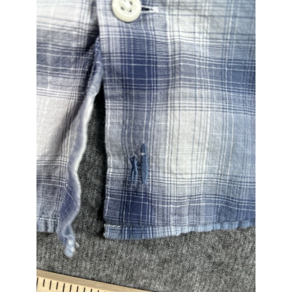 Johnnie O‎ Hanging Out Button Up Shirt Men's Medium Plaid Blue Cotton - Picture 5 of 8